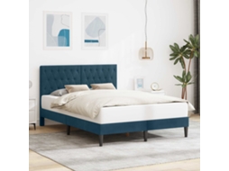 Vidaxl Estrutura da Cama com Cabeceira Azul 140 X 200 Cm Veludo
