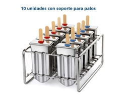 Máquina de Picolé em Aço Inoxidável com Suporte para Sorvete e Moldes para Sorvete de Frutas. MDUG (10 Moldes)