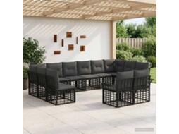 Vidaxl Conjunto De Sofás Para Exterior 12 Pcs Preto E Cinza Escuro