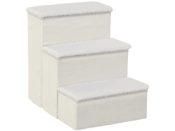 Escada Dobrável 3 Degraus Armazenamento Branco VOLTEDGE