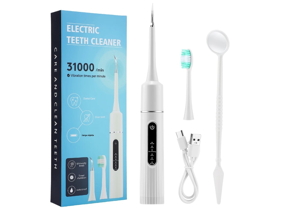 (branco) Aparelho Ultrassônico Para Ultrassom Dental, 6 Modos, Scanner Dental Elétrico, À Prova D'água.