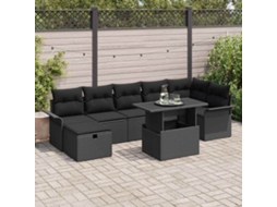 Vidaxl Conjunto de Sofá de Jardim 8 Pcs Preto Rattan Sintético