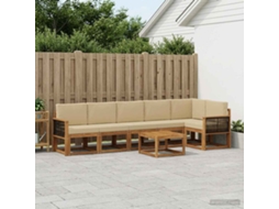 Vidaxl Conjunto De Sofás Para Exterior 7 Unid. Natural E Bege