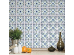 Revestimento De Parede Azulejo Adesivo Ladrilhos De Cimento Azul-branco - 4 Vezes 25x25cm