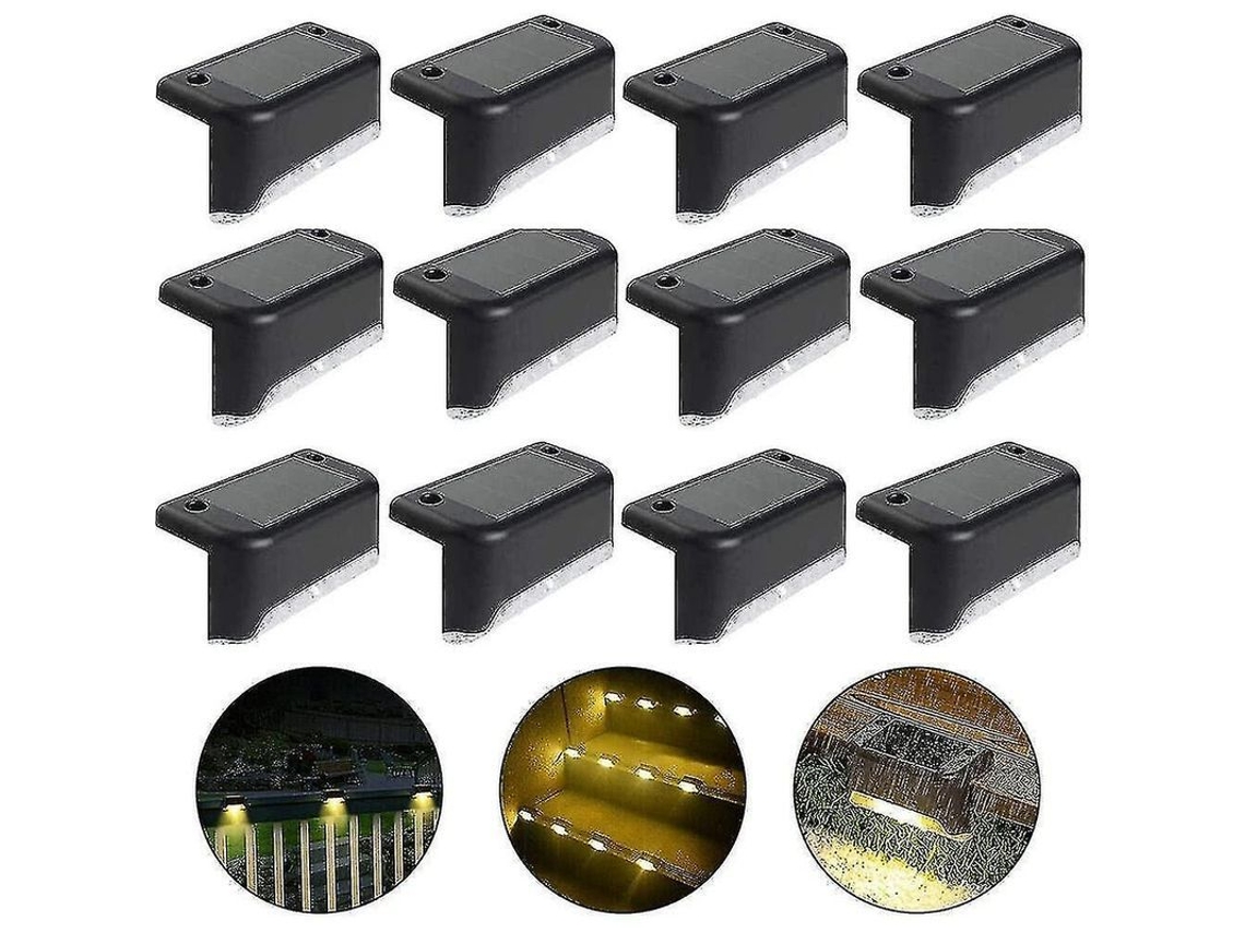 Luz Solar Para Muros E Degraus Ip65, 12 Peças, Luz Quente, Resistente, Para Jardim E Pátio