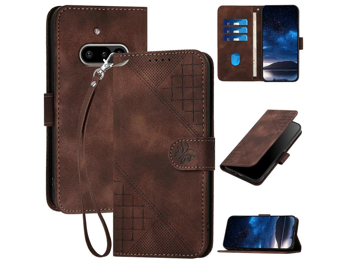 Capa De Celular Yx0080 Em Couro Com Estampa De Borboleta Em Relevo E Cordão Para Nothing Phone 3a