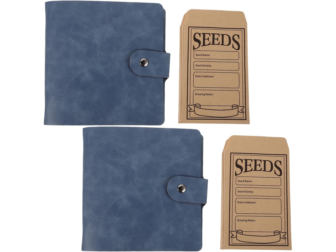 Pasta Organizadora De Pacotes Sementes Jardim Com 2 Anéis Em Pu Azul