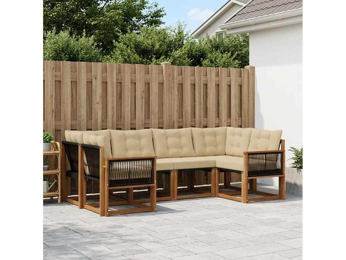 Vidaxl Conjunto De Sofás Para Exterior 6 Pcs Natural E Bege