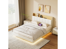 CAMA DE 160x200cm com gavetas, cabeceira com LED, USB, estrutura preta