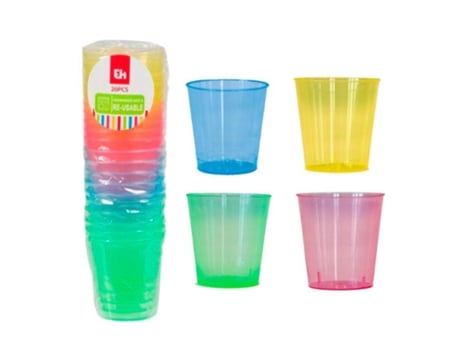 Vasos Chupito Pp 3 Cl Colores Lote 20 Excellent