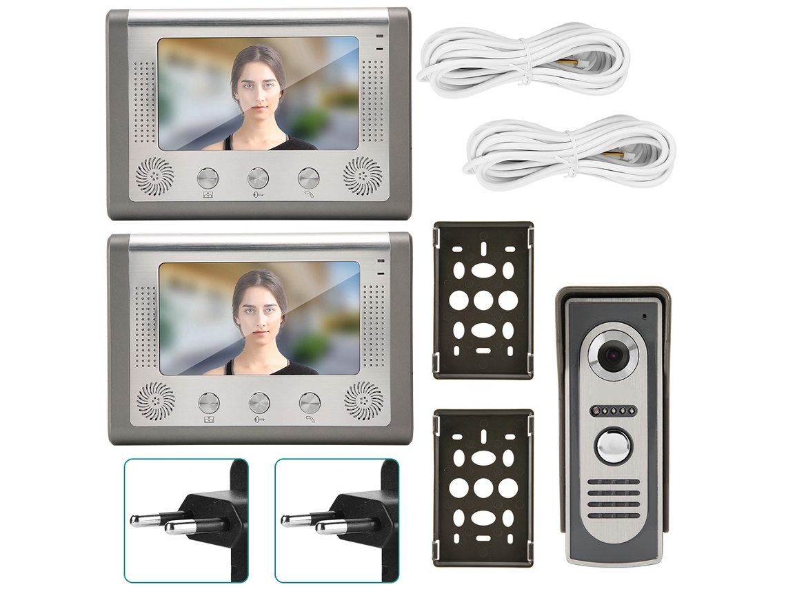 Interfone De Vídeo Com Fio Lcd De 7 Polegadas (um Para Dois, Compatível Com A Norma Da Ue)