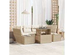 Vidaxl Conjunto De Sofá De Jardim 7 Unid. Bege E Creme