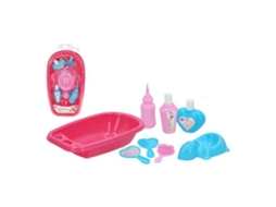Bañera Rosa de Plástico con 8 Accesorios  de Muñecas Colorbaby 43892