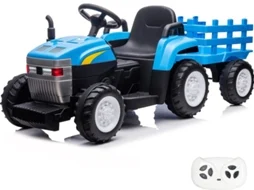 Trator Elétrico Para Crianças 12v - 2 A 5 Anos - Com Reboque - Azul