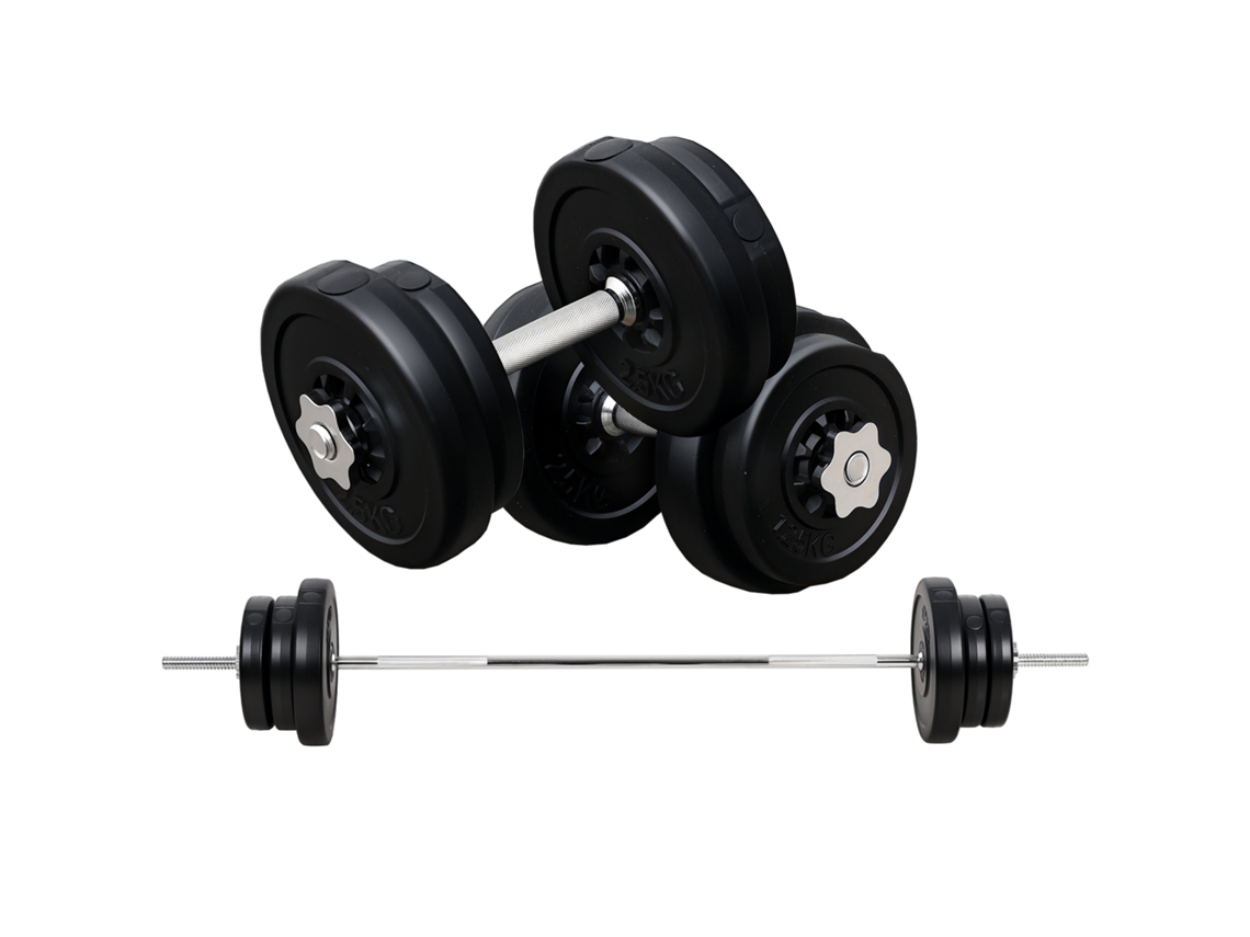 Kit Pesos 55kg Barra 170cm Par Halteres