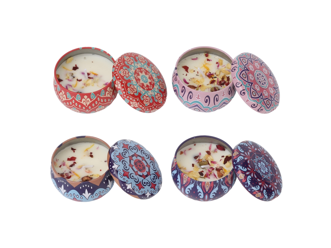 Velas perfumadas de longa duração feitas com flores secas.