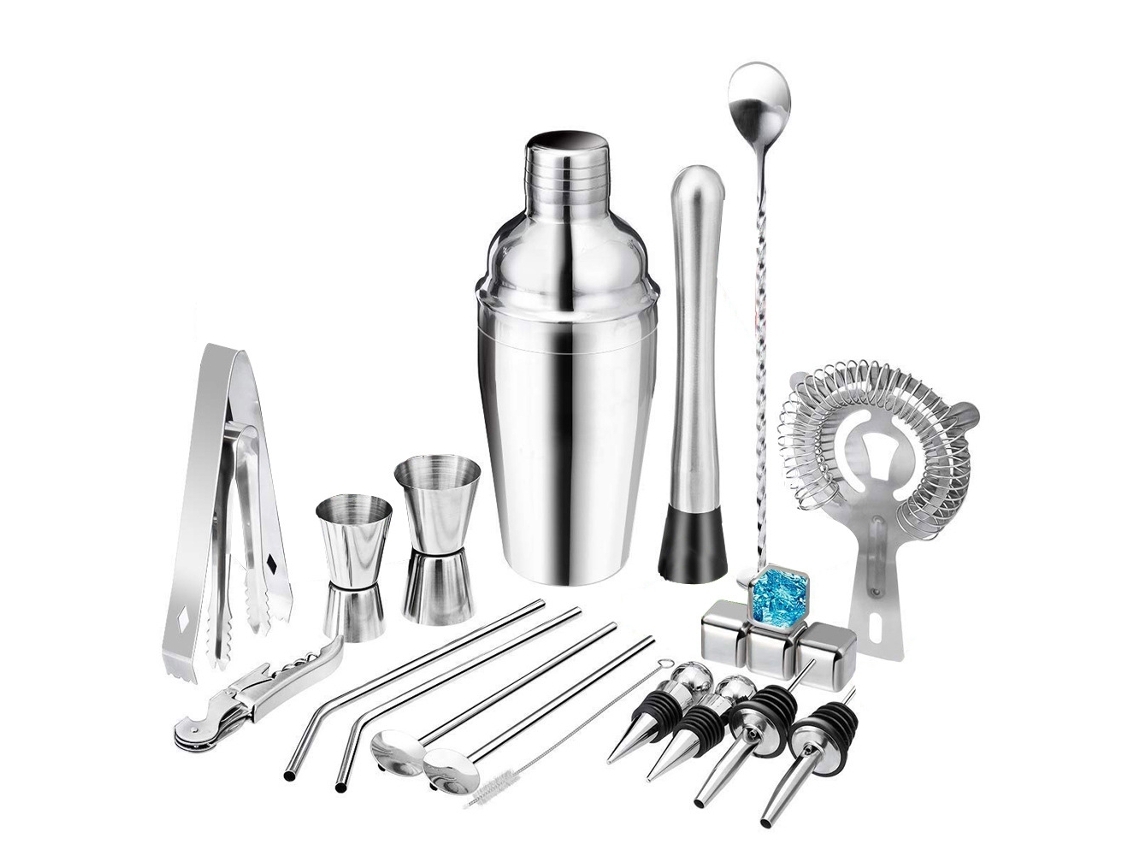 Conjunto De Coqueteleira De Aço Inoxidável Com 22 Peças Utensílios De Barman 550ml Yunzii