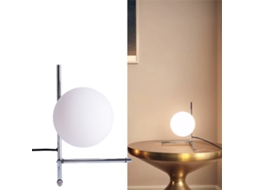 Lâmpada De Mesa Grecy Ø15cm Moderna Em Prateado E Cristal, Ideal Para Escritório, Quarto E Sala De Estar, E27. Alpinaluz