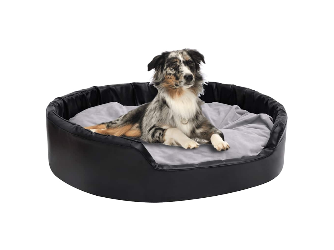 Vidaxl Ninho P/ Cães 99x89x21 Cm Pelúcia/couro Artificial Preto/cinza
