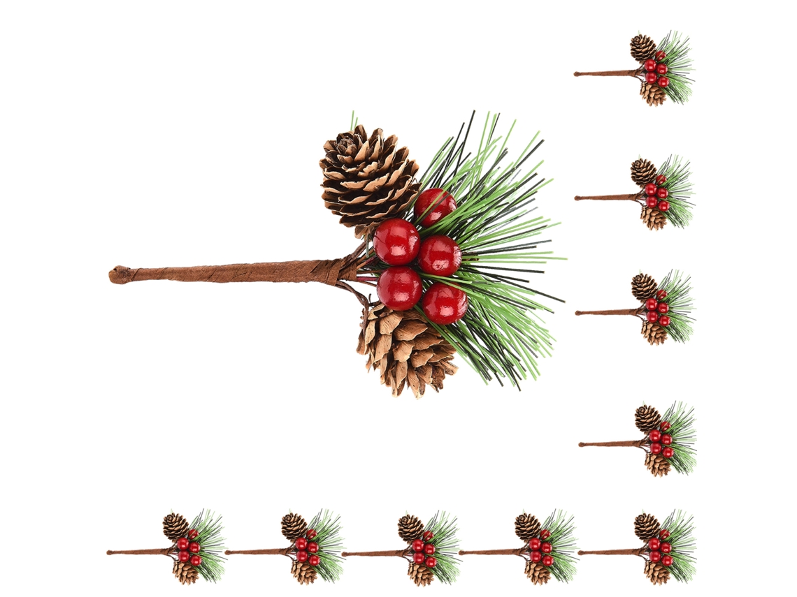 Enfeites de Natal Mini: Pinhas, Ramos de Pinheiro e Arranjos Florais Pequenos Decoração Festiva