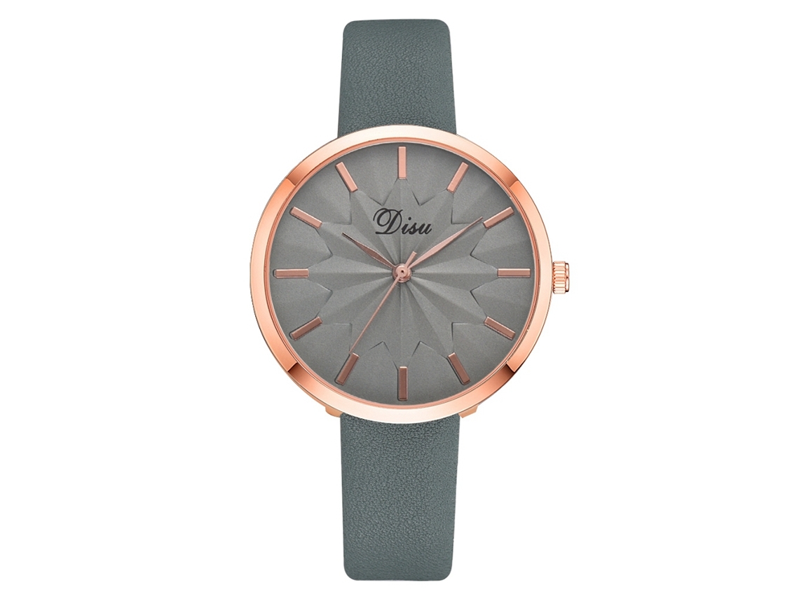 Relógio de Pulso Feminino de Quartzo com Pulseira de Couro Pu Simples Casual Verde