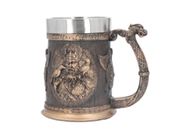 Caneca Baok de aço inoxidável retrô pirata de grande capacidade para cerveja, café e outras bebidas - Bronze