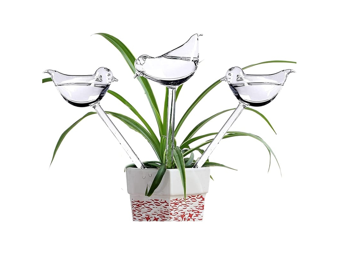 Bola De Rega De Vidro Com Autoregio - 3 Unidades Pontes De Rega Para Plantas Forma De Pássaro