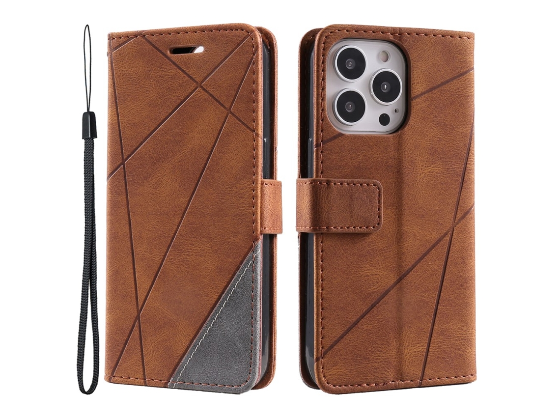 Capa Em Couro Pu, Para Apple Iphone 16pro Max - Castanho