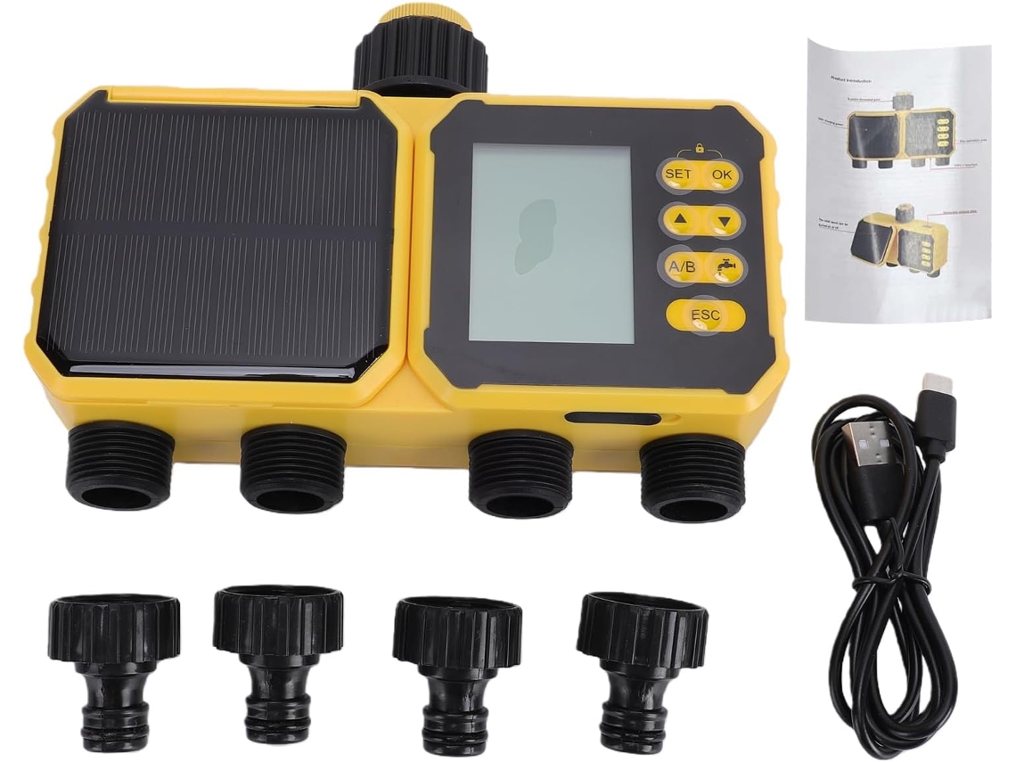 Temporizador Solar Programável Para Irrigação Eficiente Em Jardins,