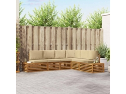 Vidaxl Conjunto De Sofás Para Exterior Com Almofada Natural E Bege