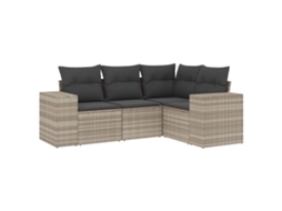 Maison Exclusive - 4 Pcs Conj. Sofás Jardim C/ Almofadões Vime Pe Cinzento-claro