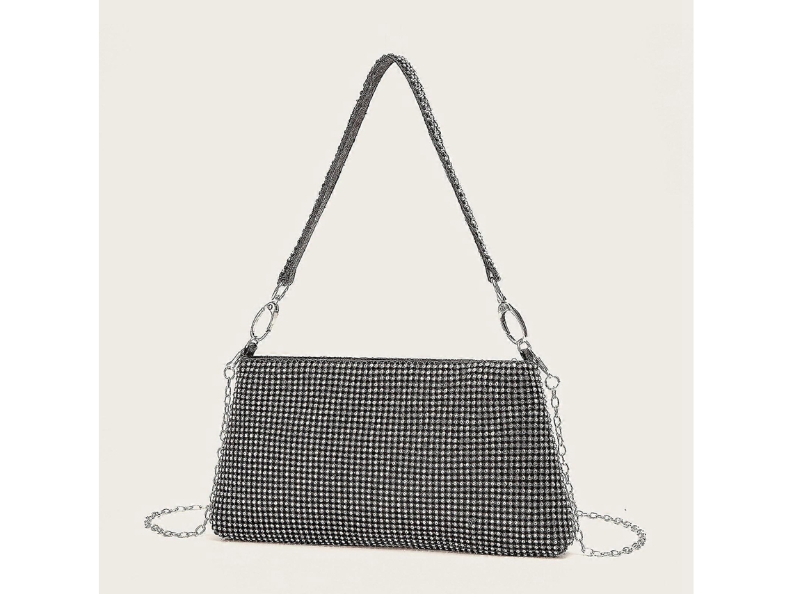 Bolsa De Noite Feminina Brilhante, Requintada, Para Bolsas De Mão Com Strass, Para Uso Casual, Prateada