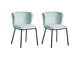 Conjunto De 2 Cadeiras De Refeição Sem Braços Beliani Mina De Tecido Azul Claro 48x52x75