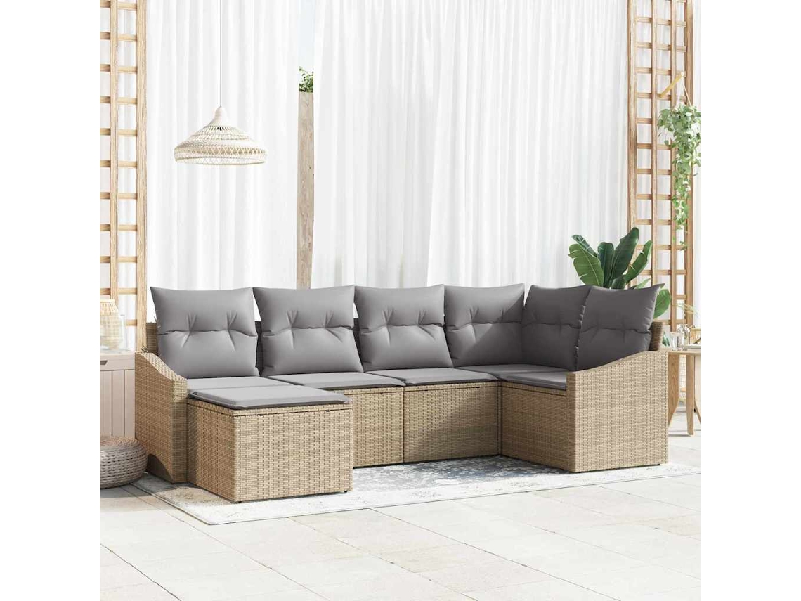 Vidaxl Conjunto De Jantar Para Jardim 6 Unid. Bege E Cinza Claro