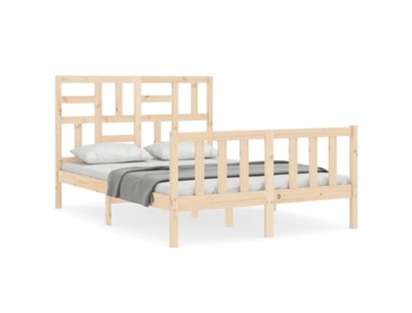 Estrutura de cama de casal VIDA XL com cabeceira madeira maciça