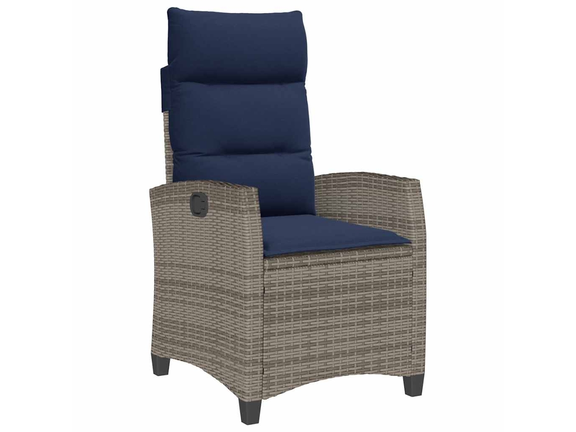 Maison Exclusive - Cadeira De Jardim Reclinável Com Mesa De Apio Vime Pe Cinzento