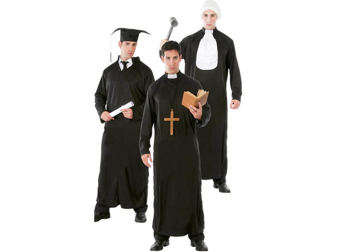 Fato de Homem DISFRAZZES Sacerdote Estudante E Juiz 3 Em 1 (Tam: L)