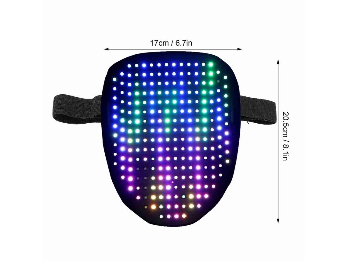Máscara de LED recarregável com sensor de gestos, unissex, ideal para cosplay, festivais e festas.