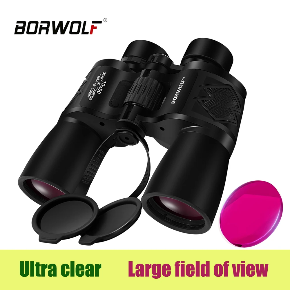 Binóculos 10x50 Ed Profissional, Ocular 26mm, Grande Campo De Visão, Visão Noturna Leve Para Caça E Observação, Preto. Viewleaf