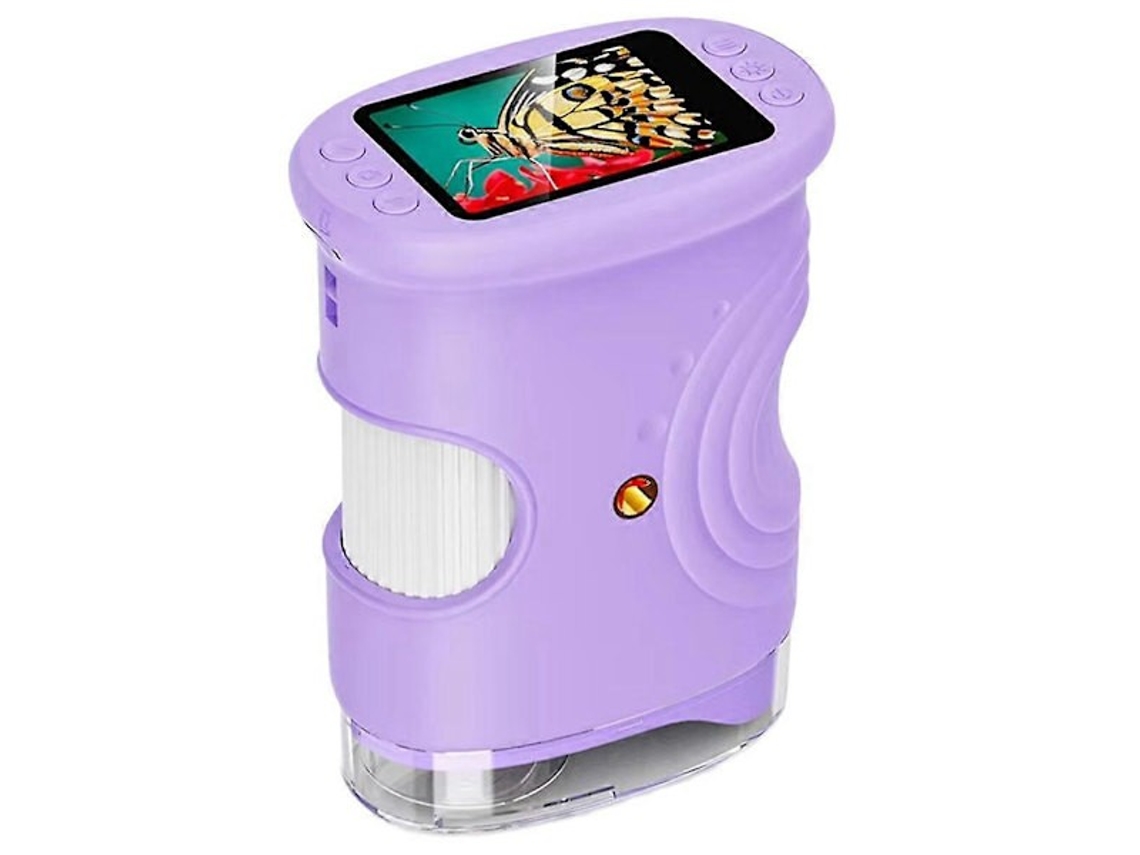 Microscópio Portátil Infantil Com Tela Hd De 2 Polegadas, Ampliação De 50, 1000x, Presente Educativo De Aniversário Para Crianças, Amarelo E Roxo