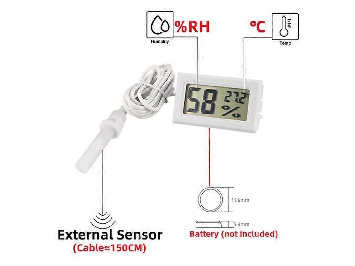 Mini Termômetro E Higrômetro Digital Lcd Para Ambientes Internos, Prático E Com Sensor De Temperatura E Umidade.