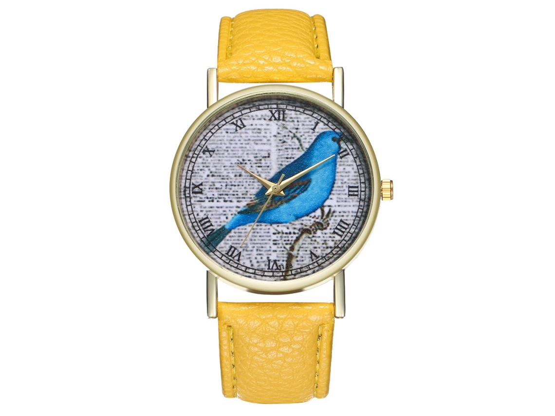 Reloj De Cuarzo Con Correa De Cuero Pu Zhoulianfa Para Parejas Unisex Patrón Simple (amarillo)