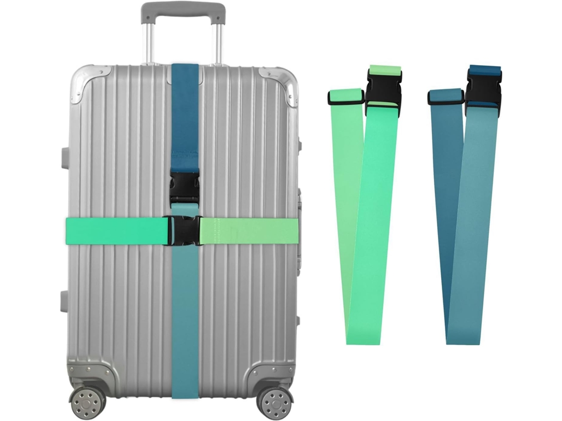 Conjunto De 2 Cintas Bagagem Em Degradê Verde Escuro, Ajustáveis, Ideais Para Viagens Marítimas, Viagens Casuais E Uso