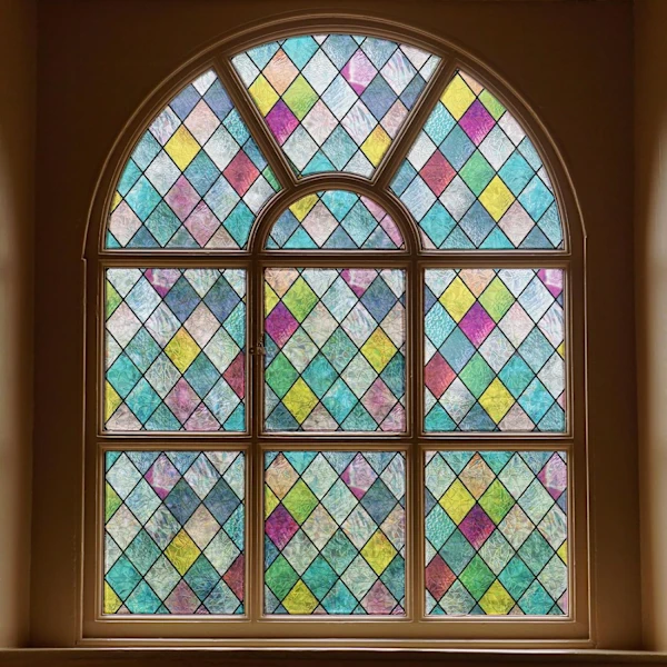 Película Para Janela Com Efeito Vitral, Película Para Privacidade, Padrão De Grade Colorido, 45cm X 1m Yux