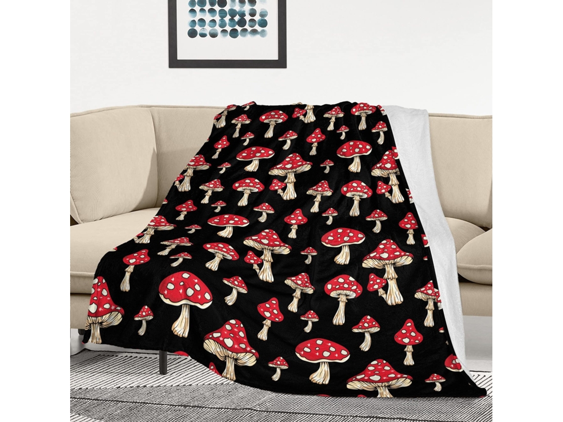 Manta De Flanela Estampada, Cobertor Fino E Quente Para Todas As Estações, Ideal Para Sesta, Escritório E Oferta 100x130cm Cogumelo Hexinyigjly