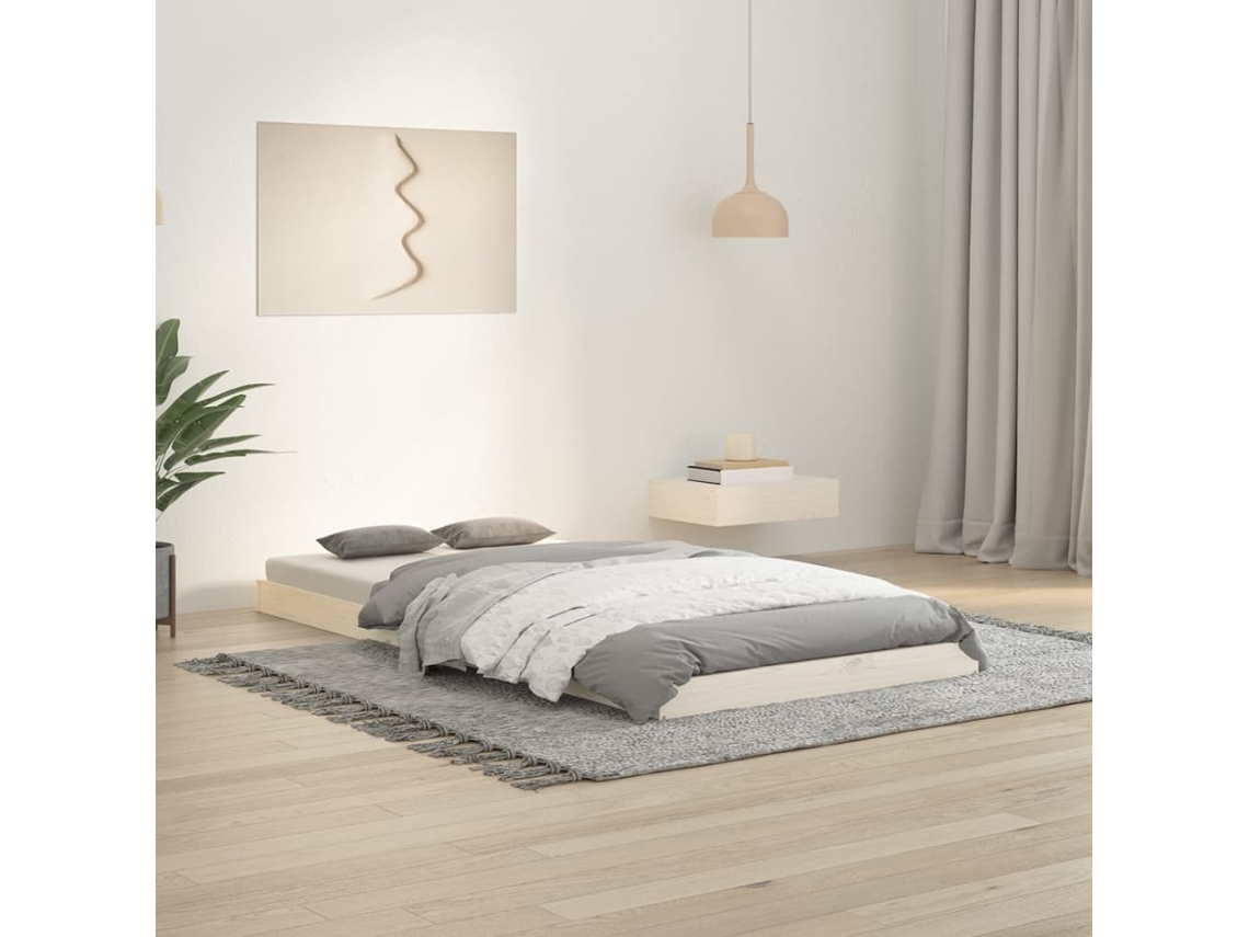 Estrutura De Cama De Solteiro 90x190 Cm Pinho Maciço Branco