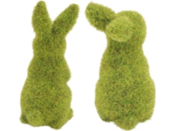 Kichouse Kit de 2 Coelhos Flocados para Decoração de Páscoa, Feitos de Material Flocado Verde, Adequados para Uso em CHABERLU
