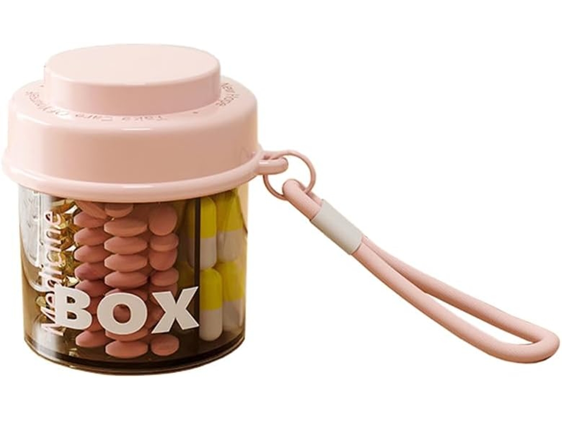Caixa De Remédios Wxsp Com 4 Compartimentos Organizador Comprimidos Portátil Rosa E Branco Para Viagem Compartimento Medicamento Aquaforge