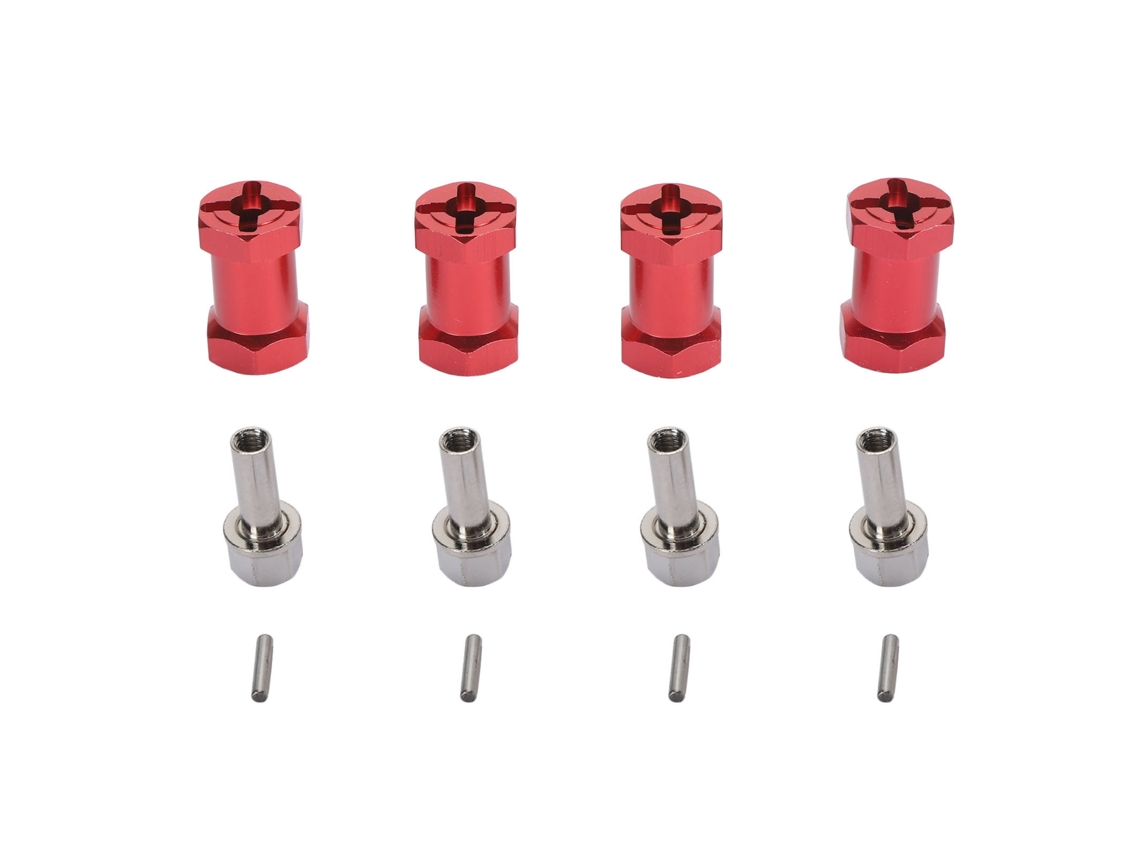 Mali 4pcs Adaptadores de Cubo Hexagonal 12mm de Alumínio com Porcas Extensão de Cubo para Carro Rc 1/10 Comprimento 20mm Vermelho