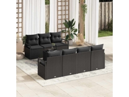 Vidaxl Conjunto De Sofás 8 Unid. 7-número De Lugares Preto Vime Pe